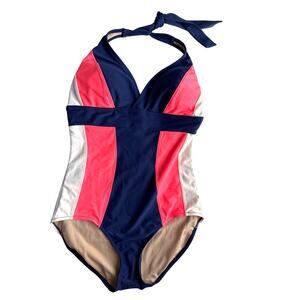 NWT Downeast Footbridge Beach One Piece Swimsuit in Marine Blue Size Medium